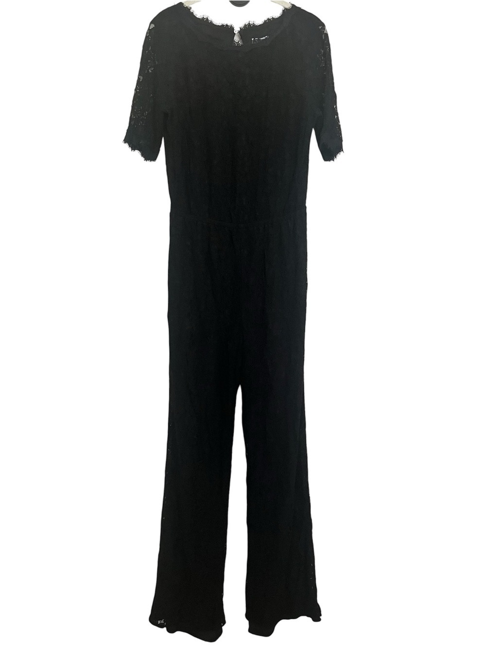 DVF Diane von Furstenberg Kendra Black Lace Jumpsuit Size 10 Party Luxury - Picture 4 of 15